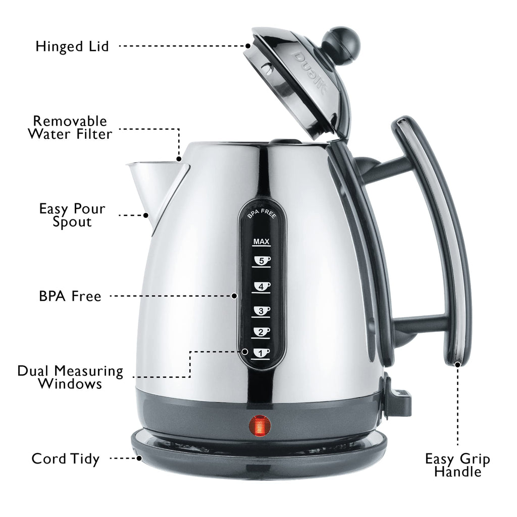 Dualit Lite 1.5L Jug Kettle – Fast Boil Stainless Steel – Polished Grey