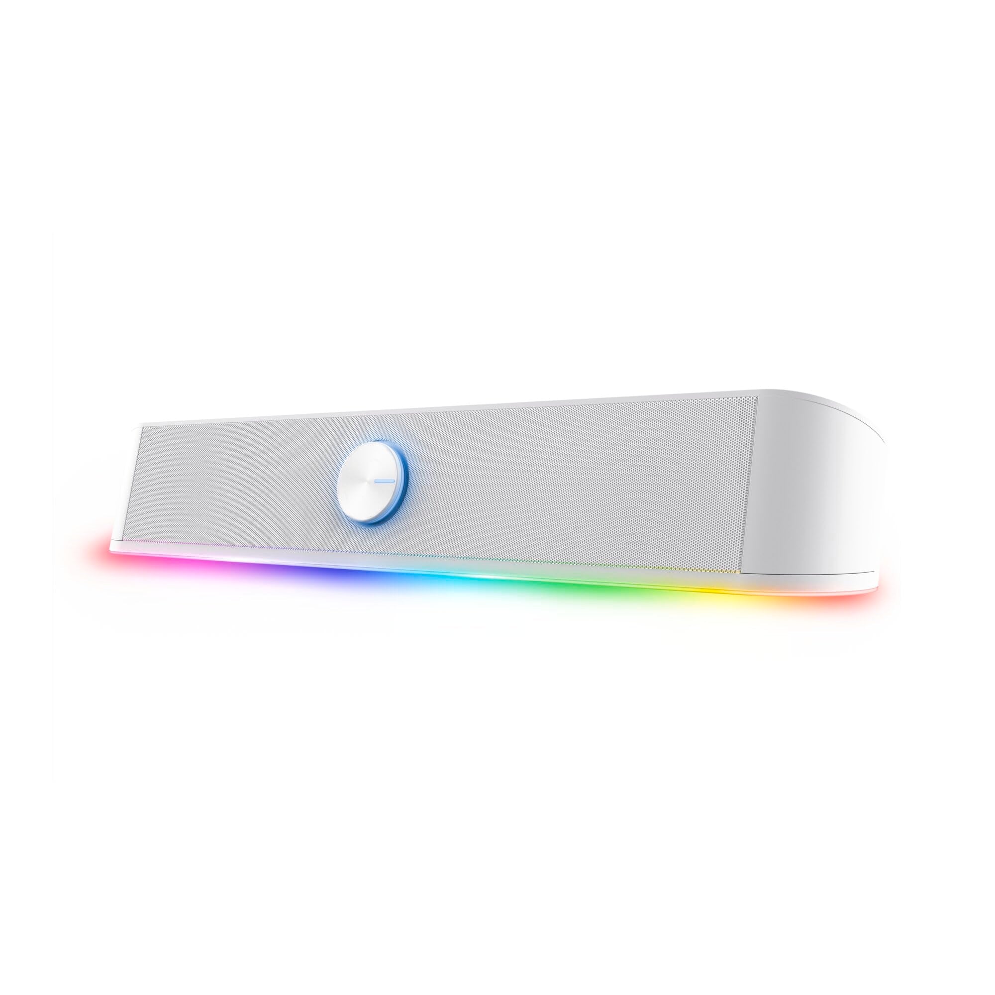 GXTrust Rhox RGB Illuminated Soundbar – 12W USB PC Speakers, White