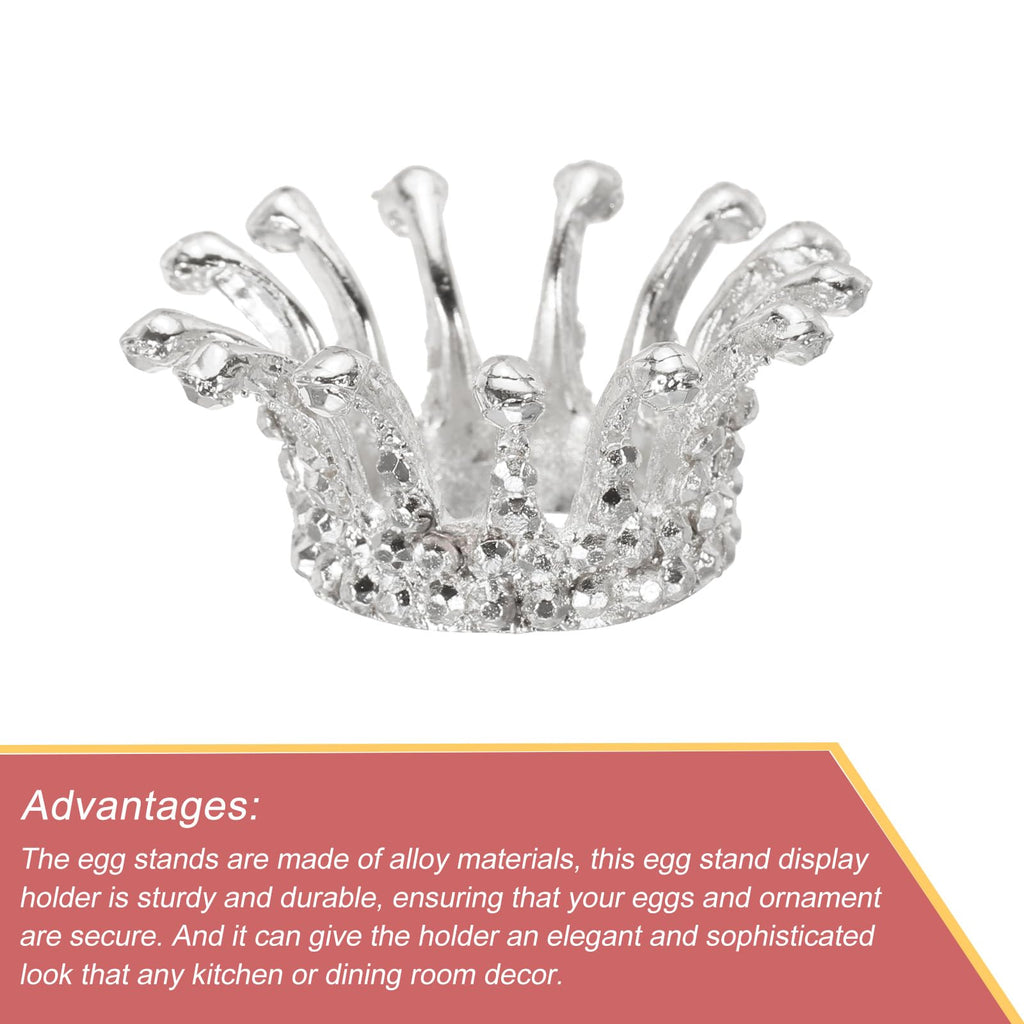 sourcing map Crystal Ball Display Holder Crown Shaped Egg Stand Alloy Glass Ball Stand Display 1.5 Inch Silver Tone for Crystal Ball Display - image 3