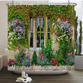 Rural Flower Garden Floral Waterproof Polyester Shower Curtain