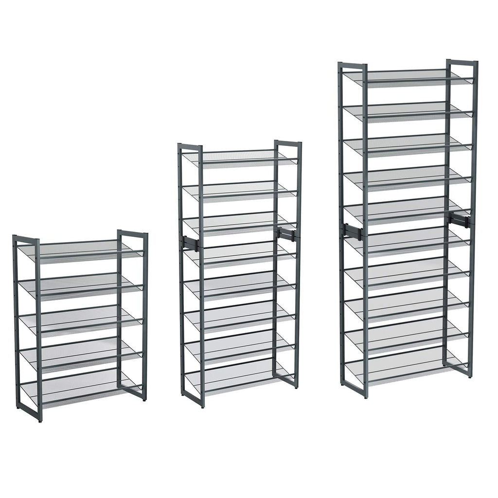 SONGMICS 5-Tier Stackable Shoe Rack | Metal Storage Shelf in Cool Gray