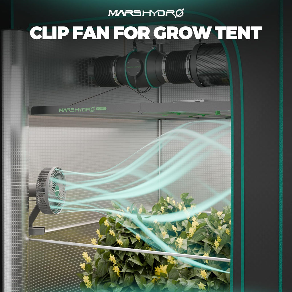Mars Hydro 6-Inch Oscillating Clip-On Fan for Grow Tent | 10 Speeds