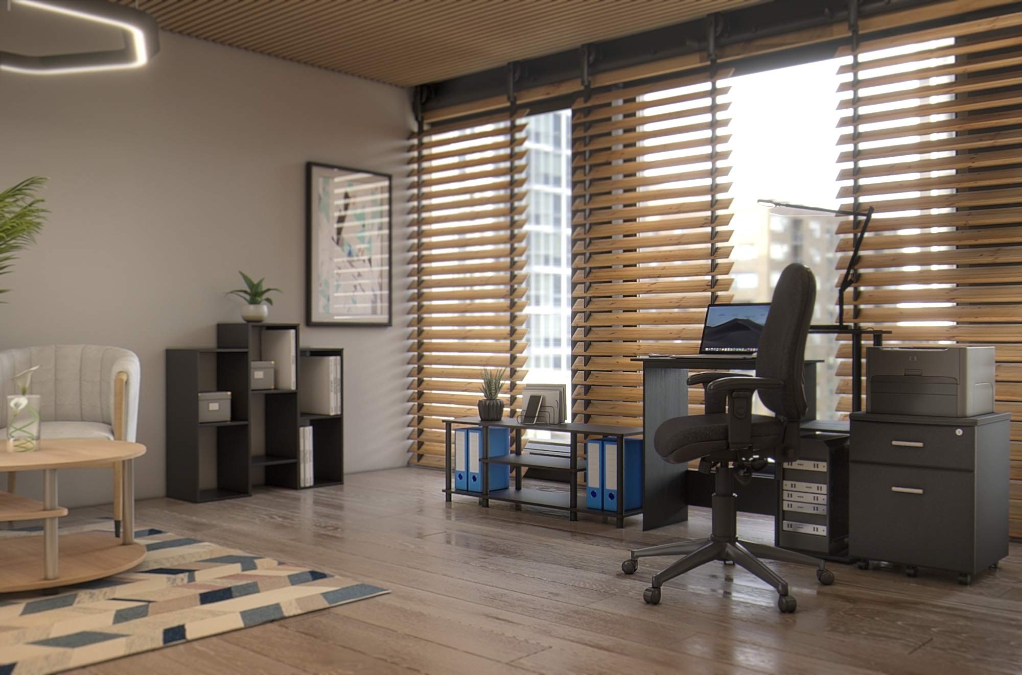 Furinno Efficient Compact Computer Desk - Wood Writing Study Table