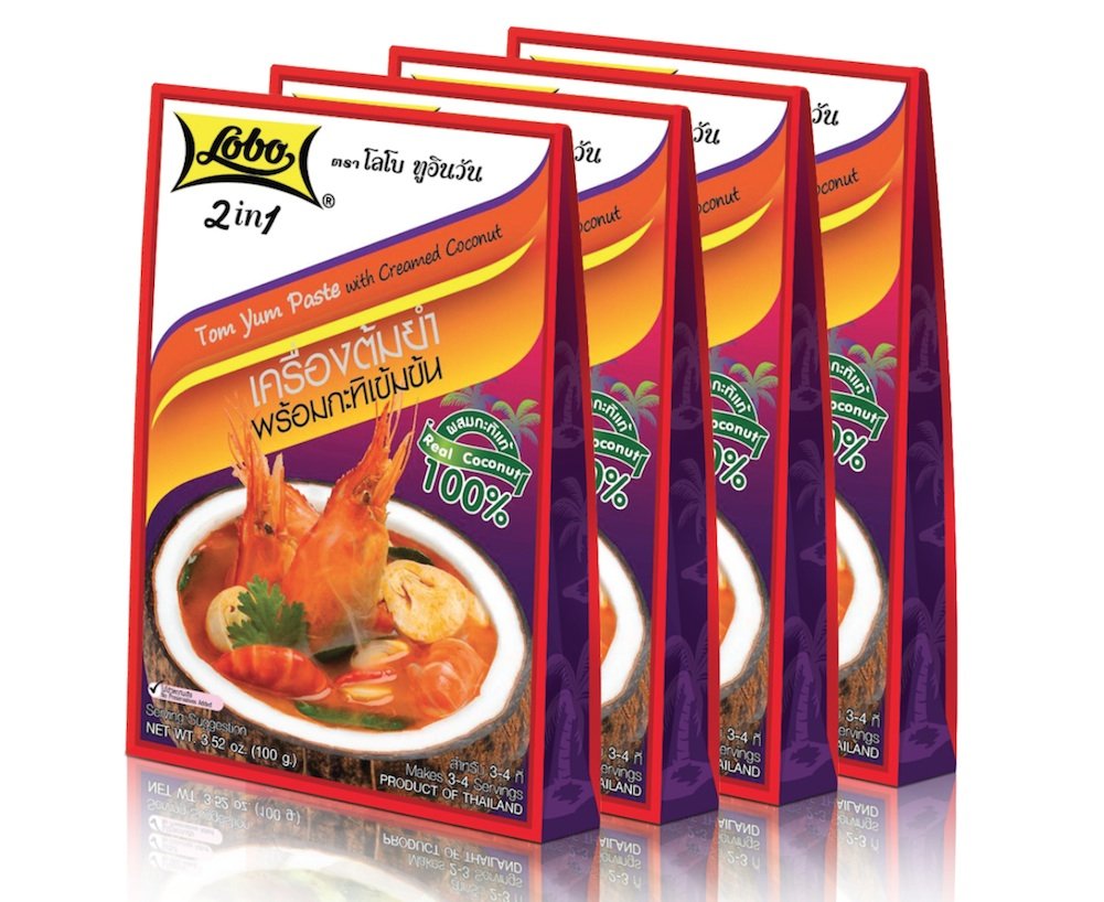 Lobo Tom Yum Paste with Creamed Coconut – Authentic Thai Soup (4 Pack)