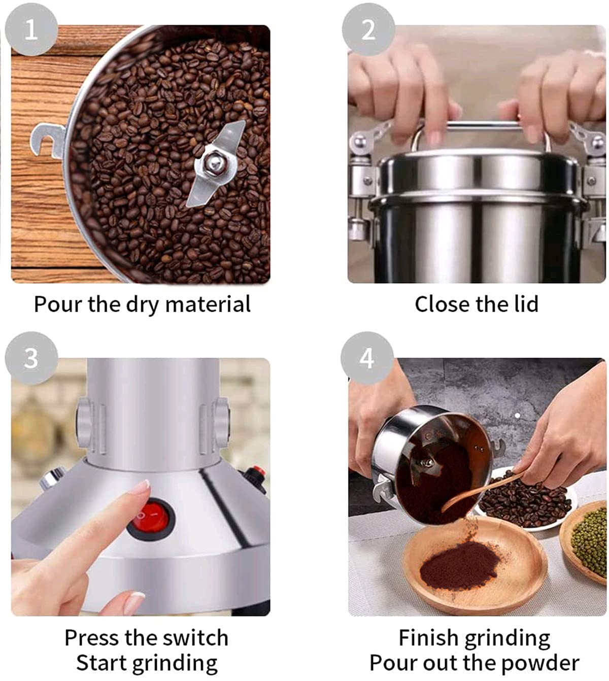 LEJIEYIN Electric Grain Grinder | 150g Stainless Steel 900W Spice Mill