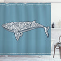 ABAKUHAUS Nautical Whale Shower Curtain – Waterproof Fabric Decor
