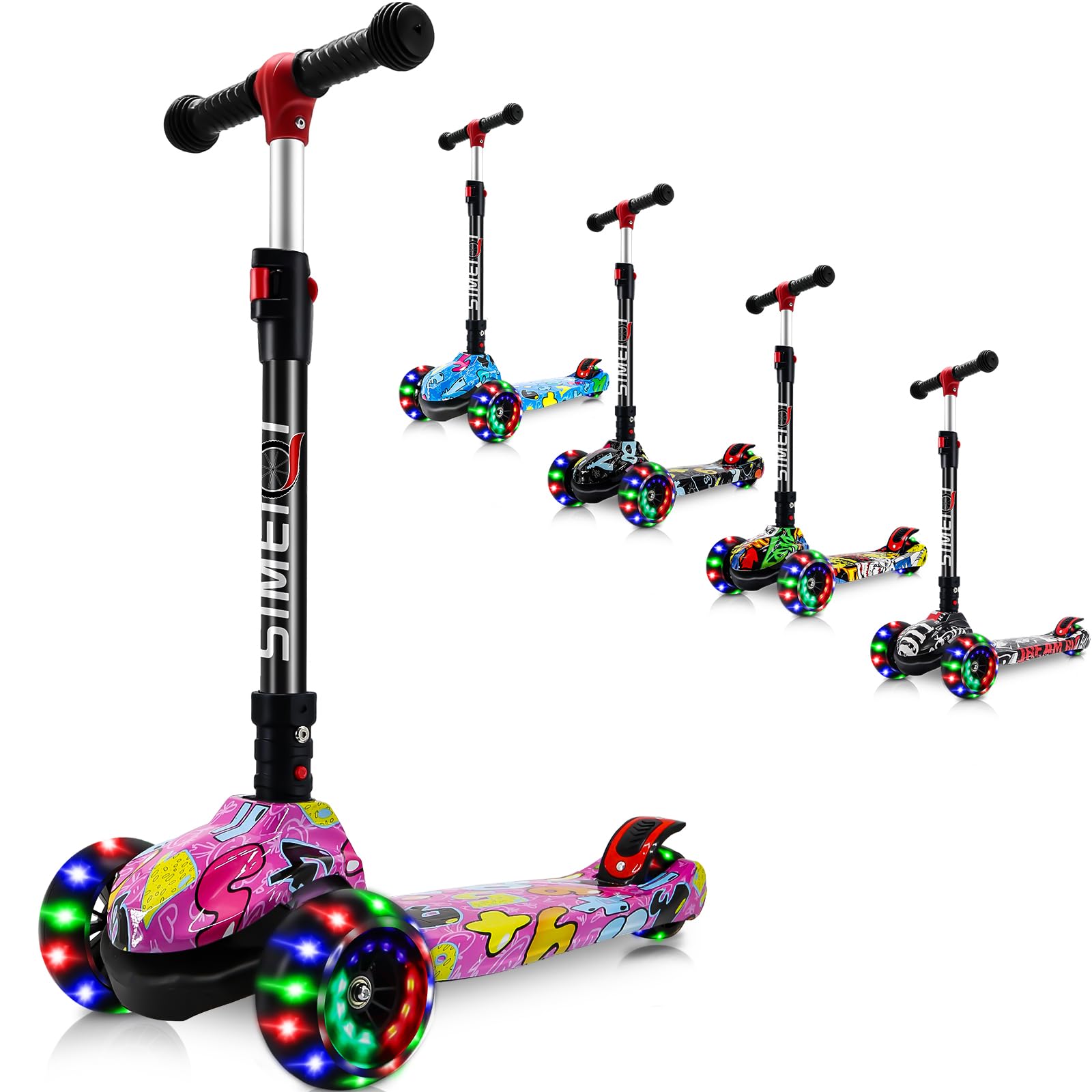 3-Wheel Kids Scooter | Foldable LED Lights | Ages 3-8