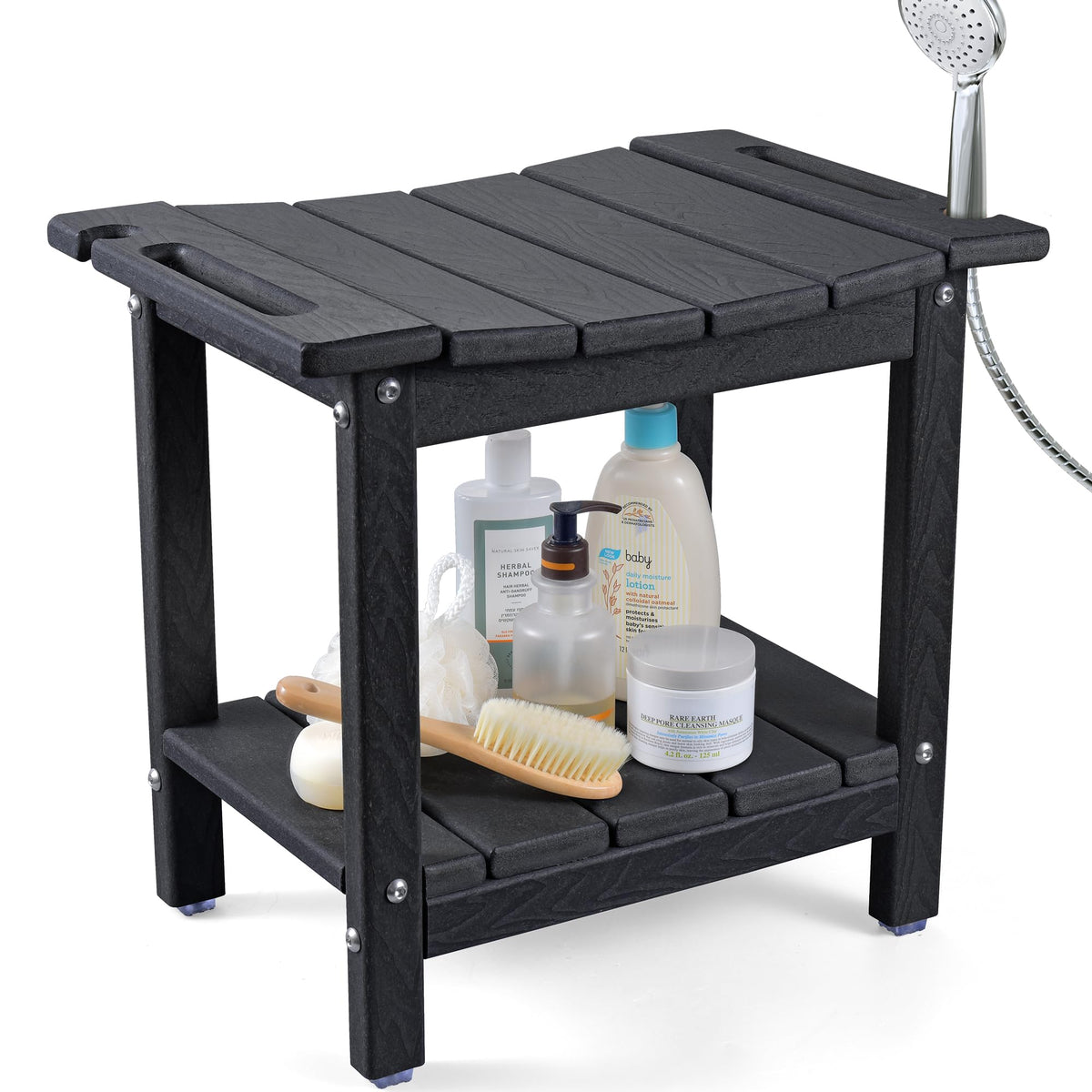 LyriFine Shower Bench, HDPE Waterproof Shower Stool for Inside of Shower - image 1