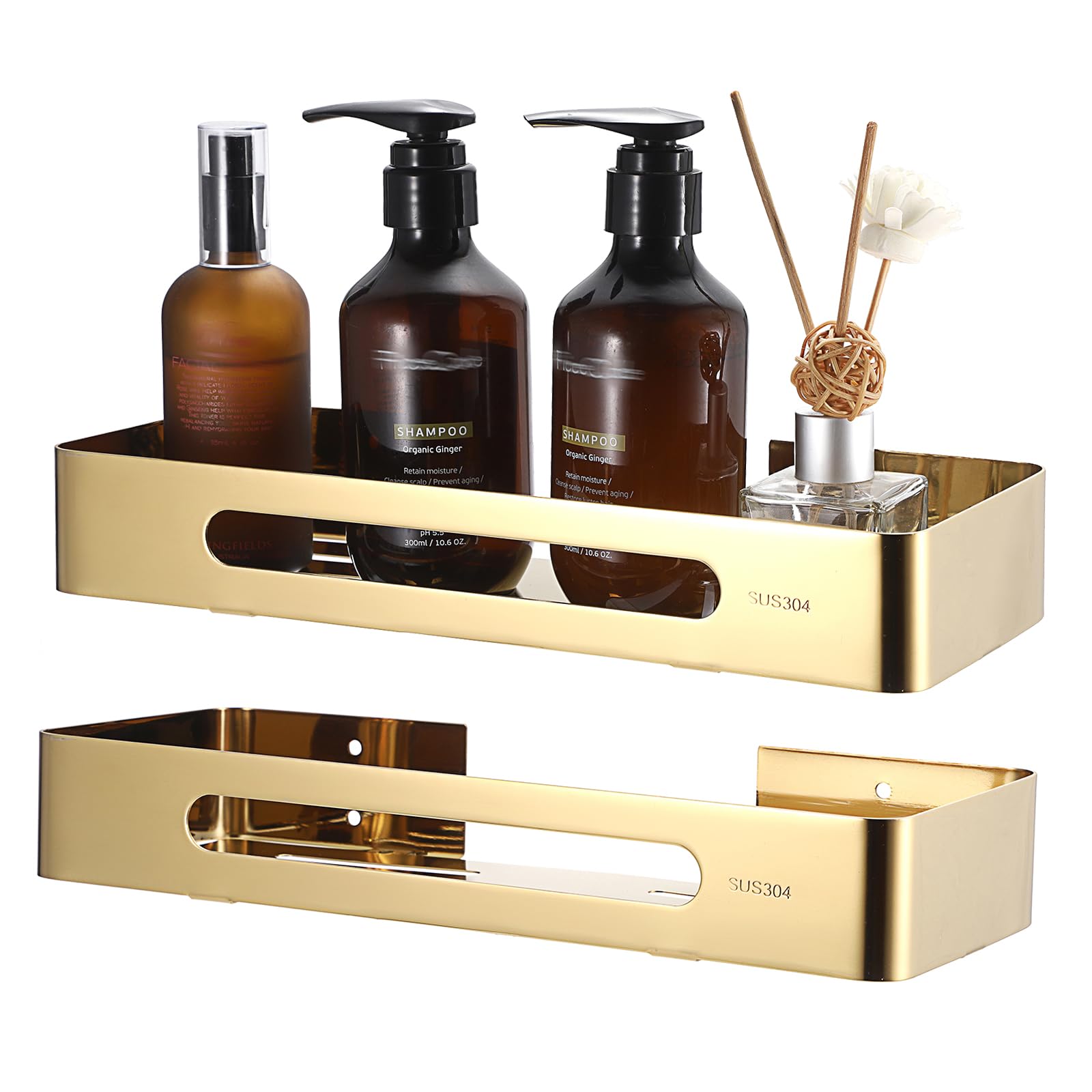 IGNPION Gold Shower Caddy – 2 Pack Stainless Steel Wall Mounted Shelf