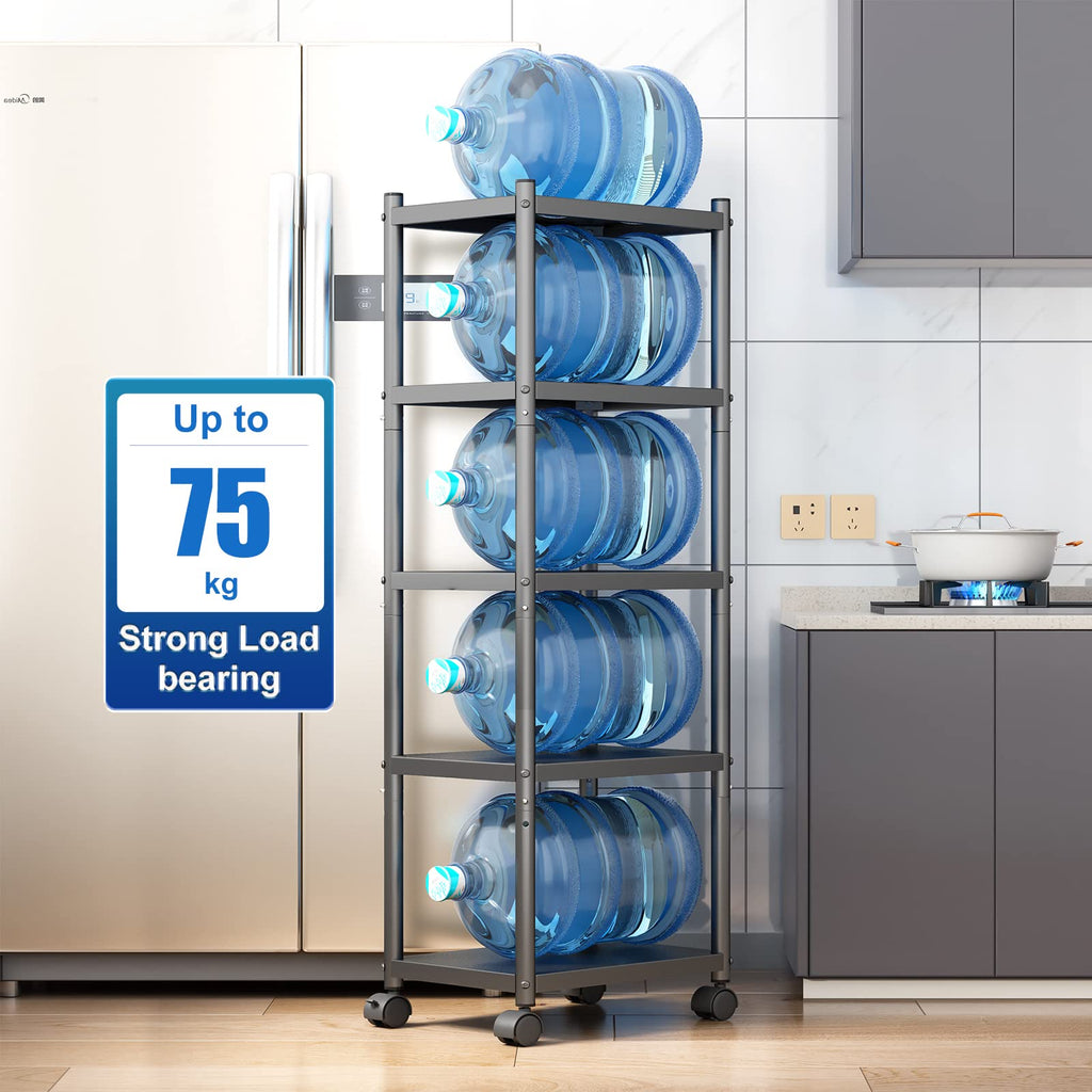SAYZH 5-Tier Heavy Duty Metal Shelving Unit | Rolling Storage Rack