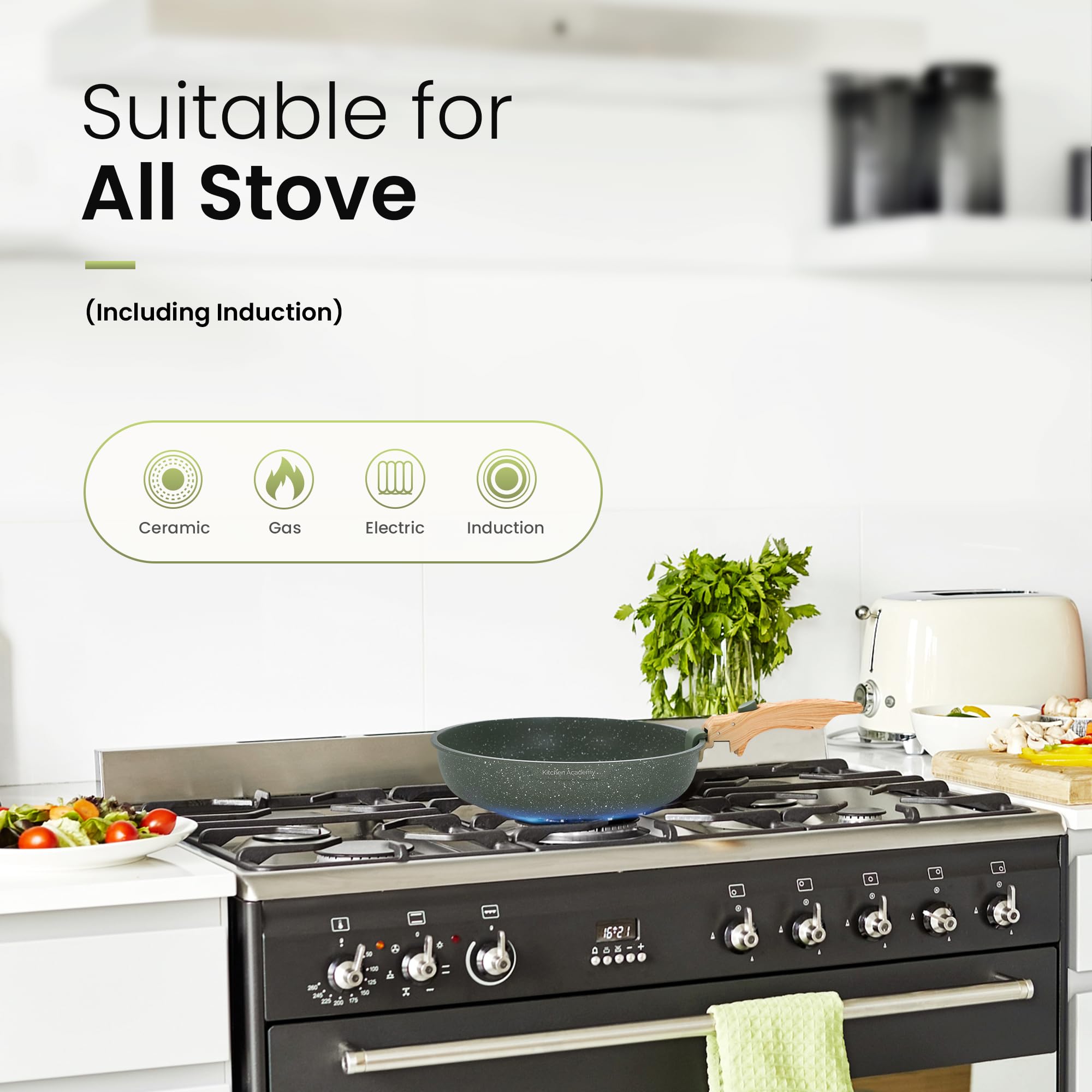Kitchen Academy 10-Piece RV Cookware Set – Green Induction Pots and Pans
