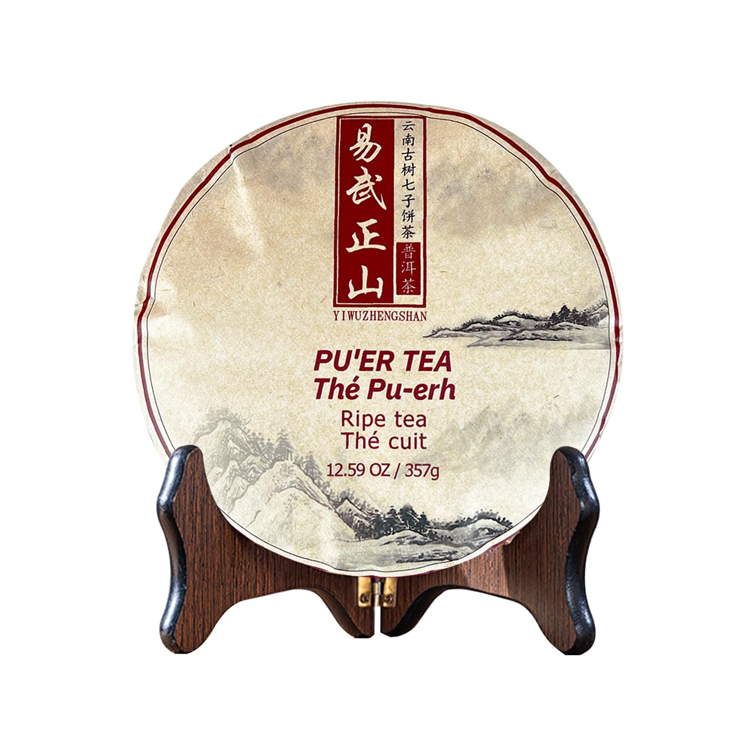 YiwuZhengshan Ancient Tree Pu'er Cooked Tea Cake - 357g Fermented Tea