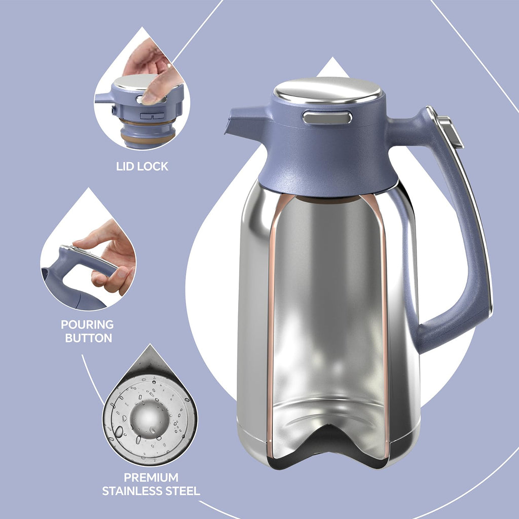 IDEUS 68oz Vacuum Insulated Coffee Carafe | Stainless Steel Thermal Pot