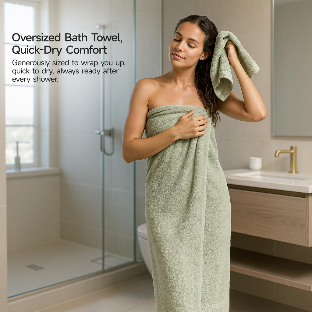 REDKISS 8 Piece Sage Green Towels Set with Hanging Loop-Quick Drying & Soft - image 5