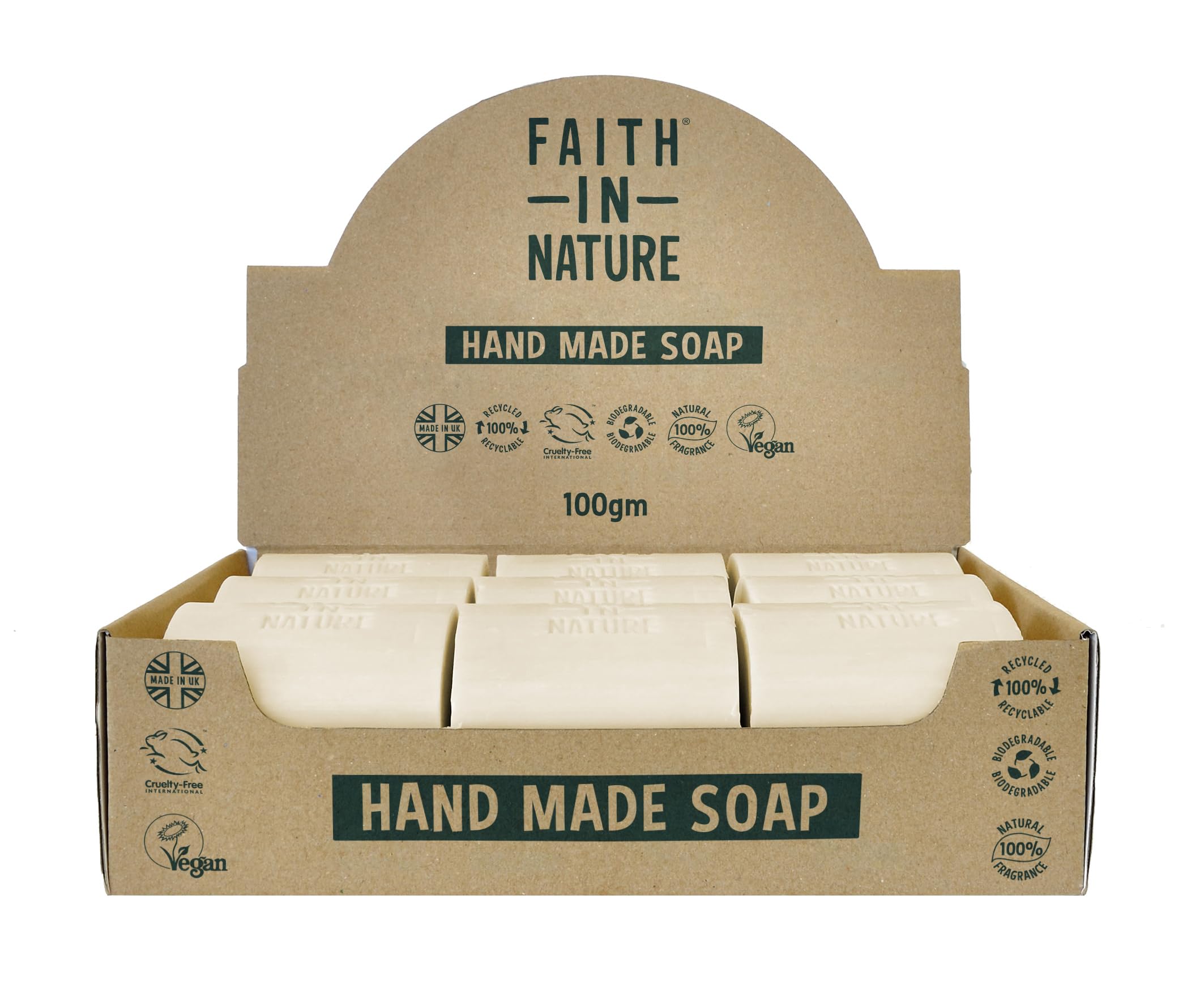 Faith In Nature Coconut Hand Soap Bar Bulk Set – Vegan & Plastic Free – 18 x 100g