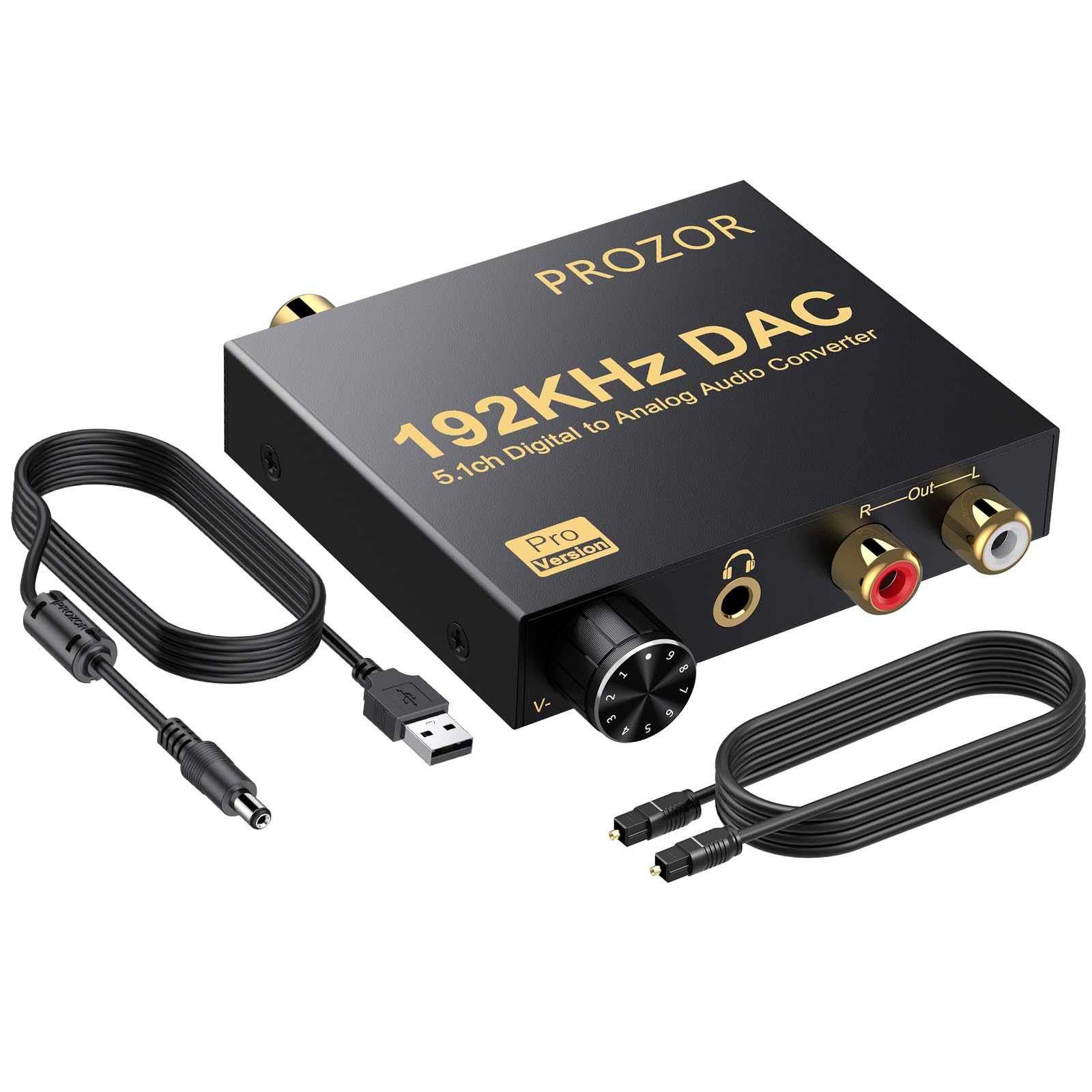 PROZOR 192kHz Digital to Analog Audio Converter with Volume Knob