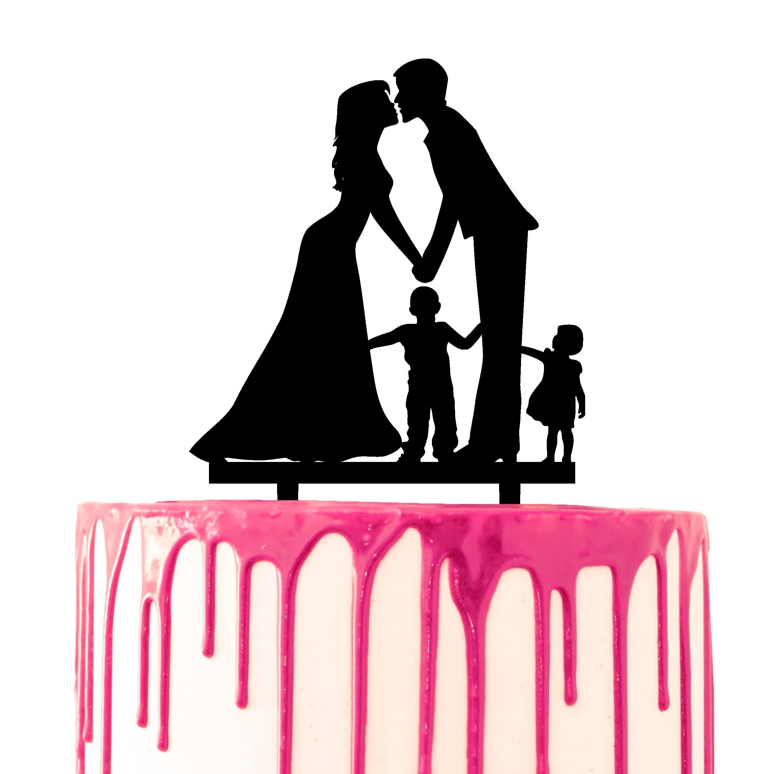 Carispibet Wedding Cake Topper - Bride & Groom with Kids Acrylic Decor