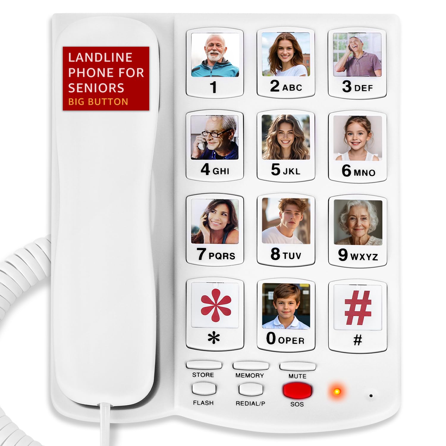 Big Button Phone for Seniors – Corded Landline with SOS