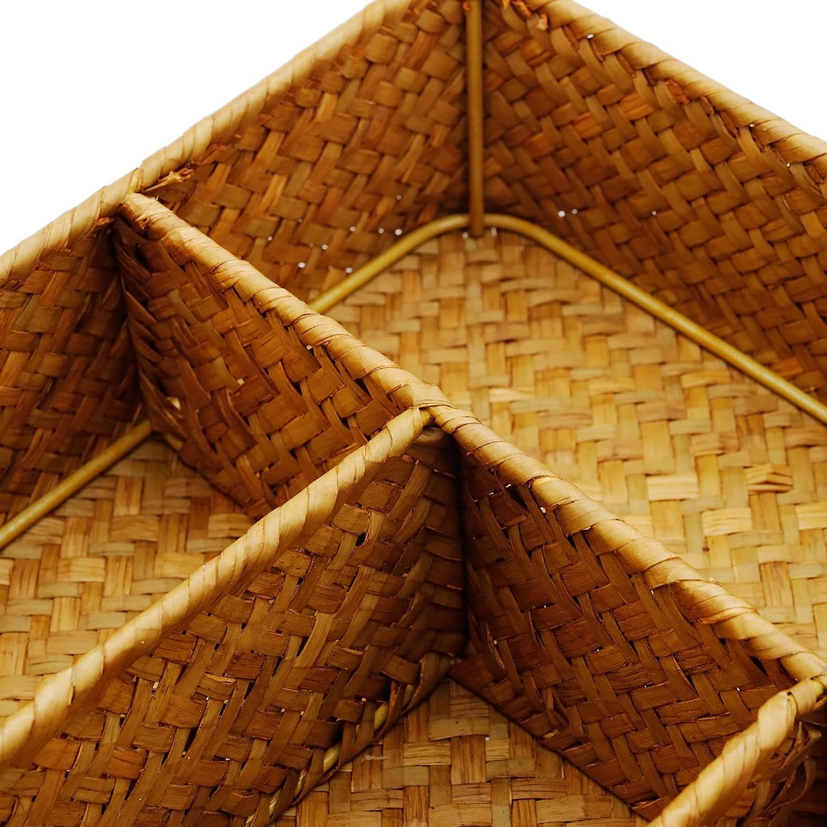 DECRAFTS Seagrass Storage Basket with Compartments Utensil Tray for Organization Silverware Flatware Rectangular Shelf Baskets with 4 Sections Natural - image 3
