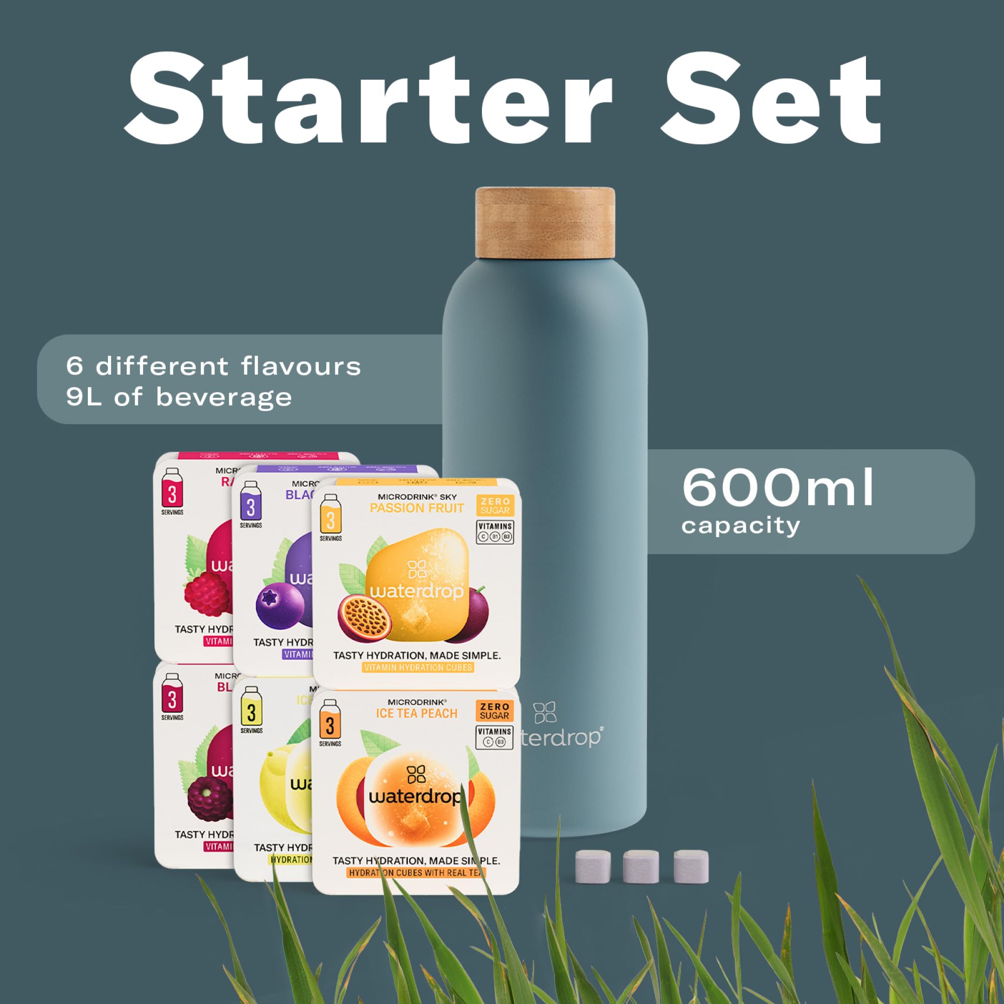 Waterdrop Easter Gift Set - 600ml Stainless Steel Bottle & 18 Microdrinks