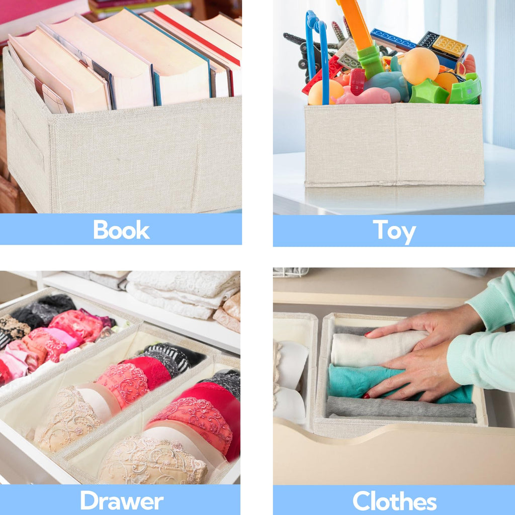 Homo Trends 3 Fabric Storage Boxes, Wardrobe Storage Boxes, White - image 5