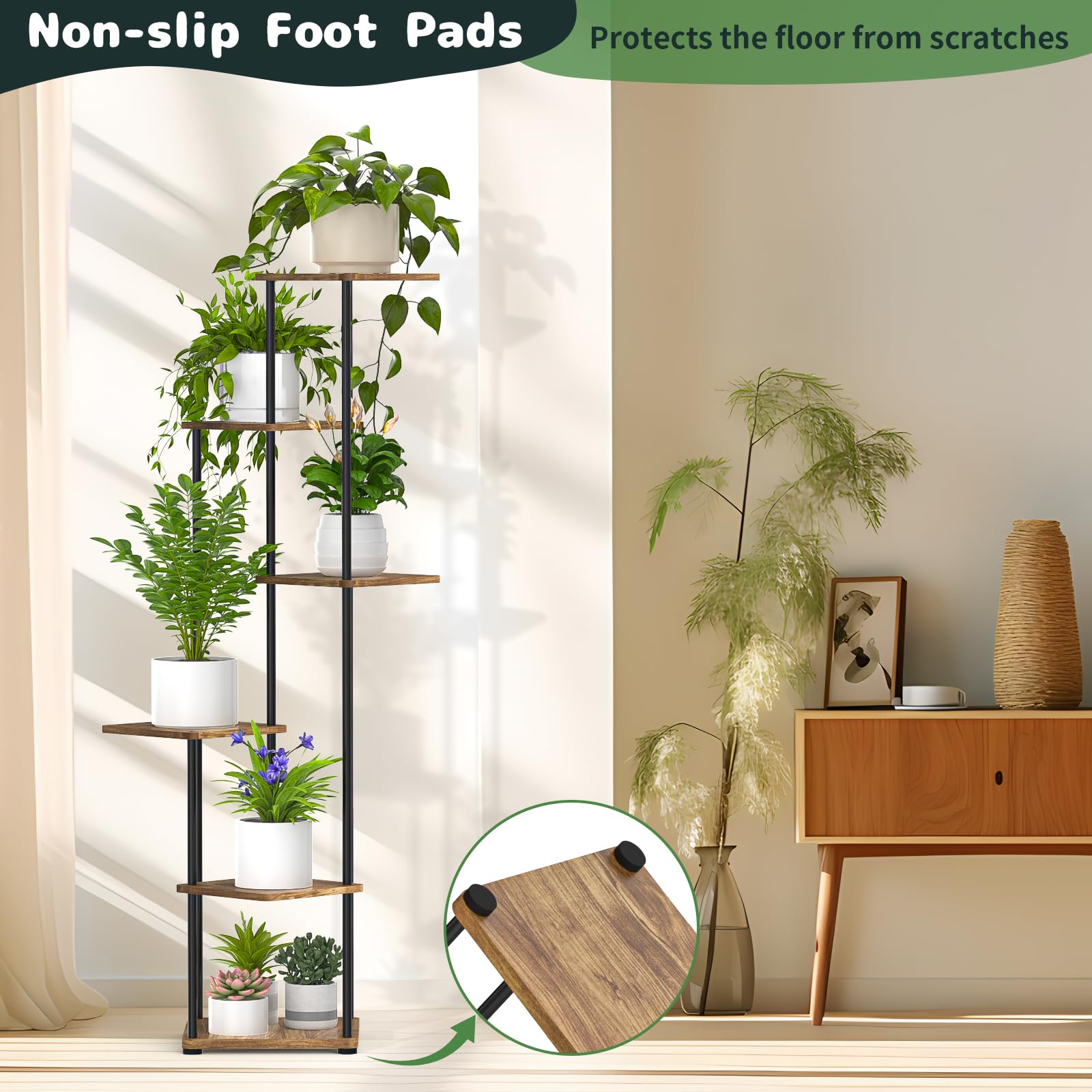 Digtokore 6-Tier Tall Plant Stand | Metal Corner Flower Pot Display Rack