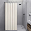 Momooda Folding Linen Shower Curtain – Waterproof Magnetic Beige 100x200cm