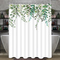 Lerores Green Leaf Shower Curtain – 240x200cm Anti-Mould Polyester
