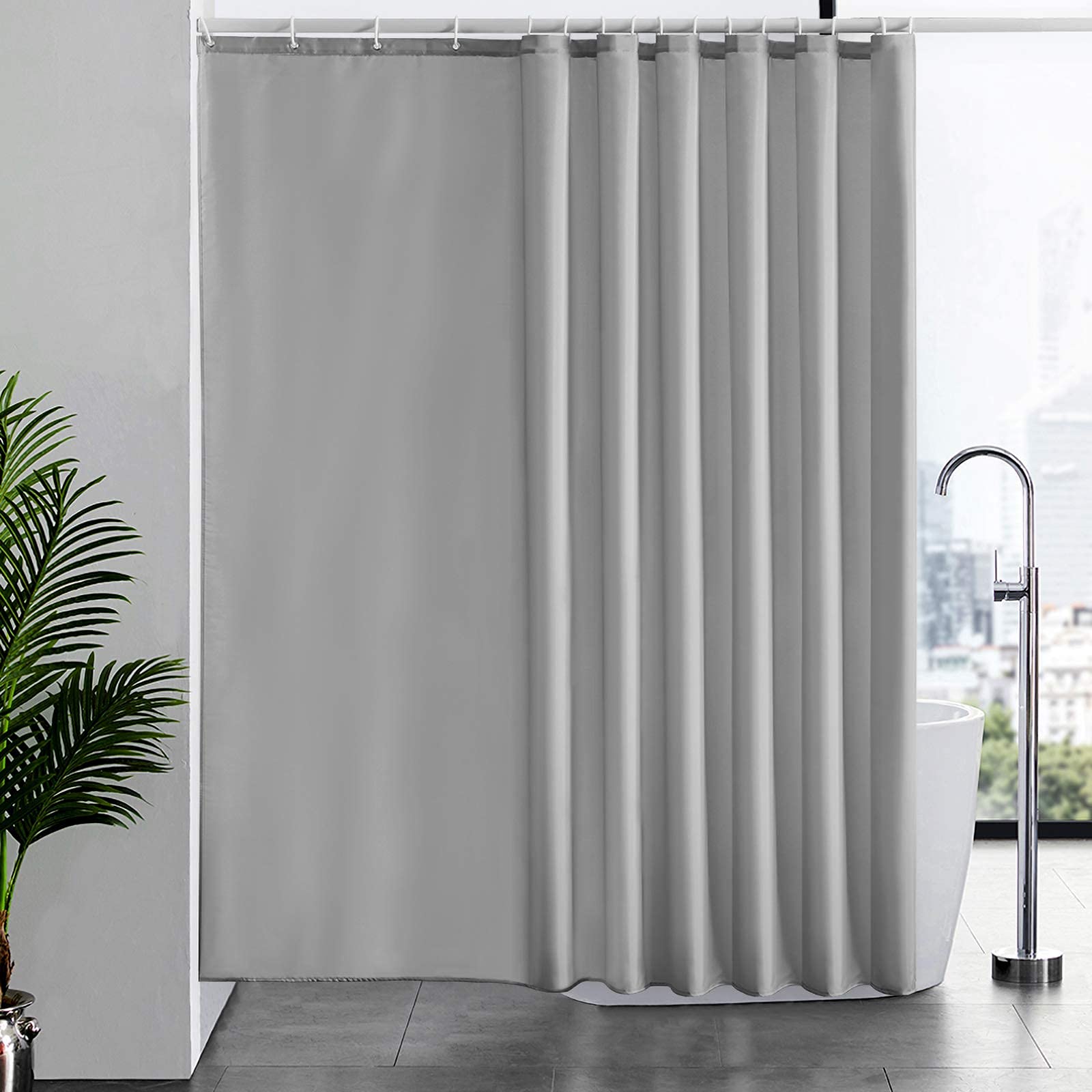 Furlinic Extra Wide Shower Curtain | Light Grey Waterproof Polyester