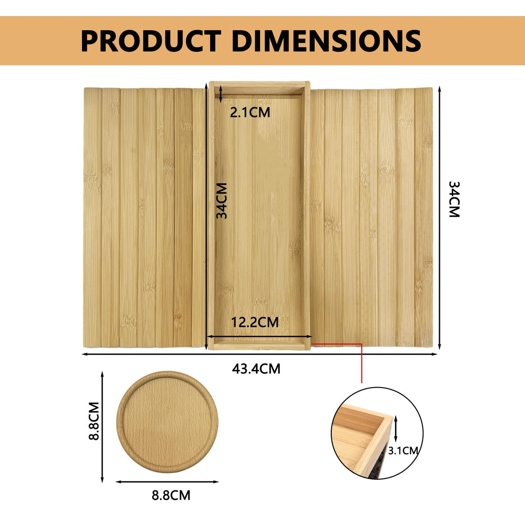 Solid Wood Armrest Tray, Space-Saving Table for Snacks & Drinks, Non-Slip Grooves, Includes 1 Wooden Coaster, Sofa Armrest Organizer - image 2
