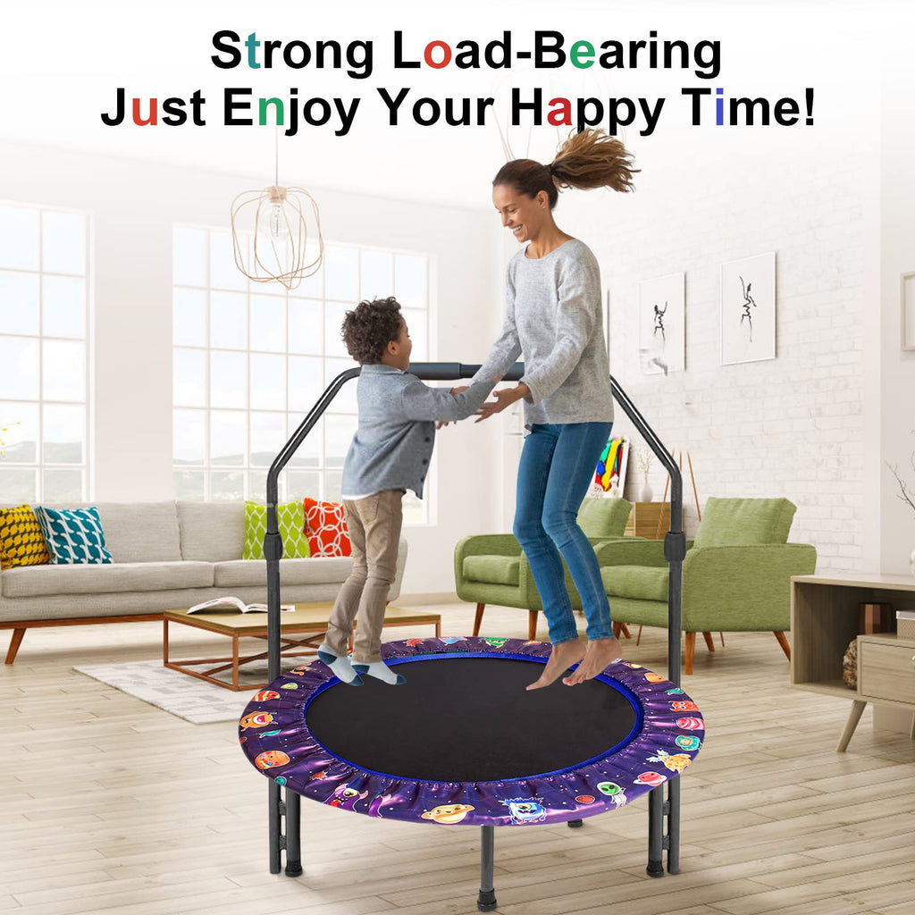 36" Kids Mini Trampoline with Adjustable Handle – Purple