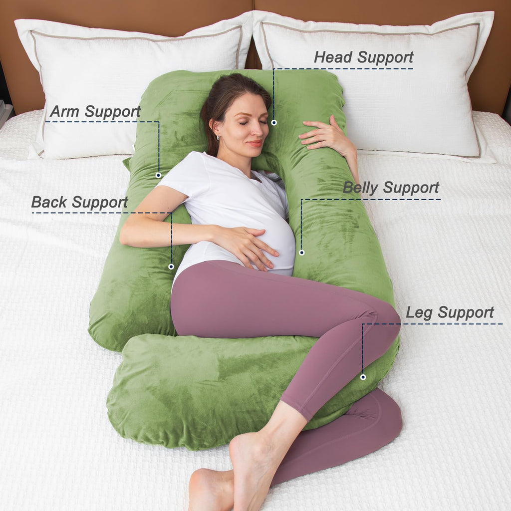 TaiBest 55 Inch U-Shaped Memory Foam Pregnancy Pillow with Velvet Cover