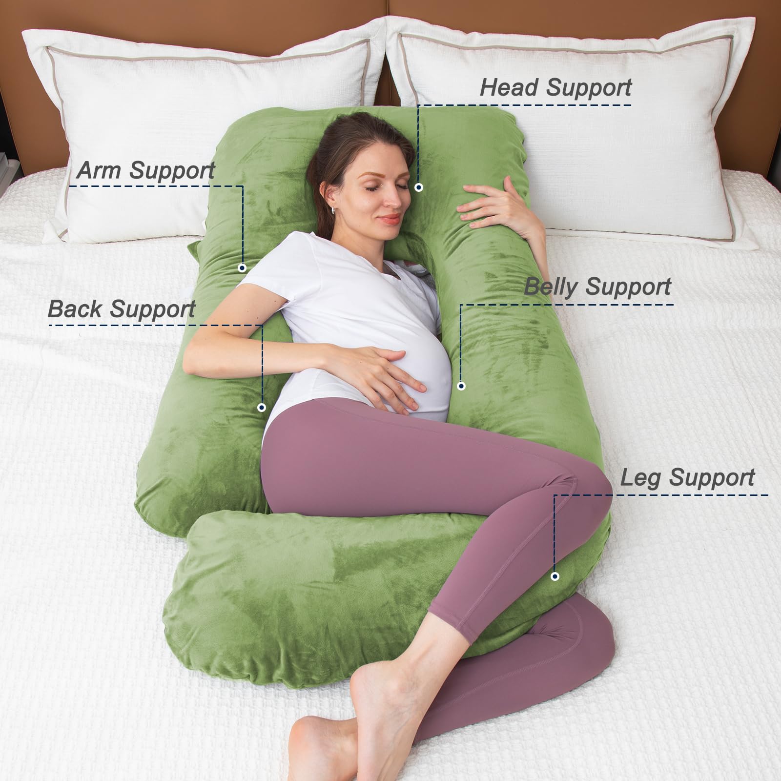 TaiBest 55 Inch U-Shaped Memory Foam Pregnancy Pillow with Velvet Cover