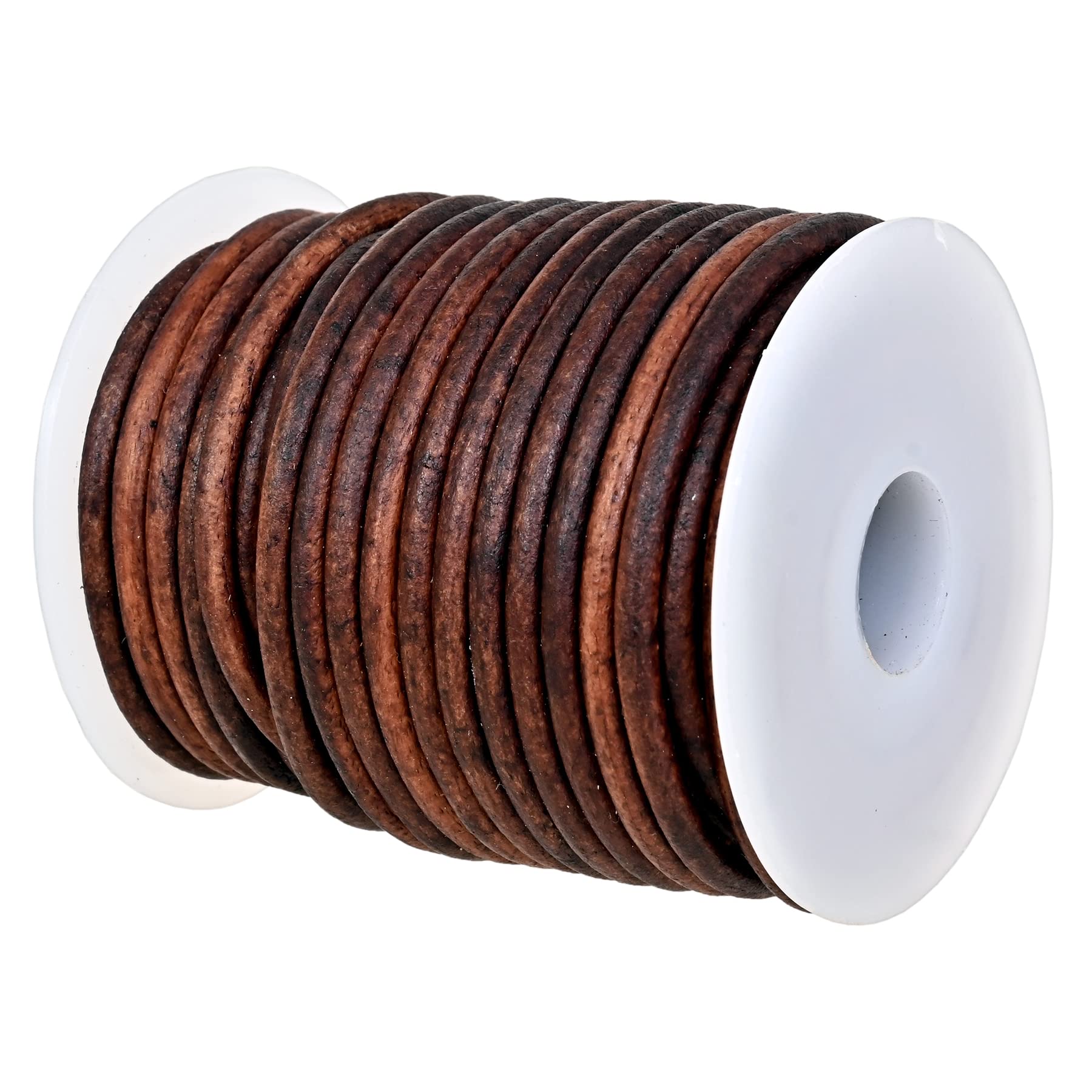GENIQUE 3mm Genuine Round Leather Cord for Jewelry Making – Antique Brown