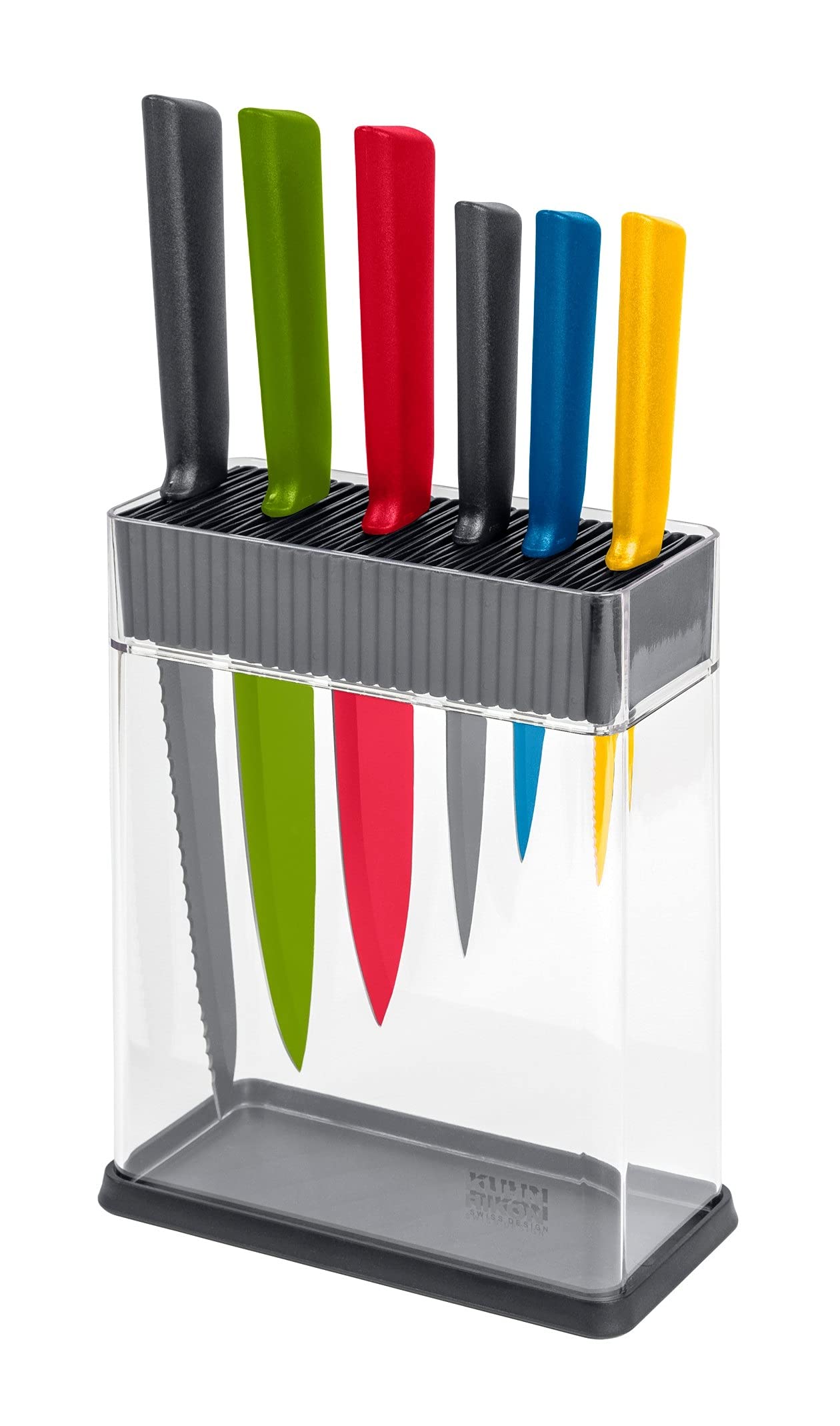 Kuhn Rikon Colori+ Mixed Knife Set with Vision Block | Multicolour