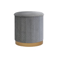 Bonlife Large Round Storage Ottoman, Foldable Footstool with Lid
