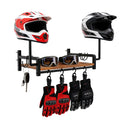 Motorcycle Helmet Holder Wall Mount, Stand for 2 Helmets with 4 Glove Hooks - image 1