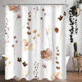 Lerores Brown Flower Shower Curtain | Anti-Mould Polyester, 240x200cm