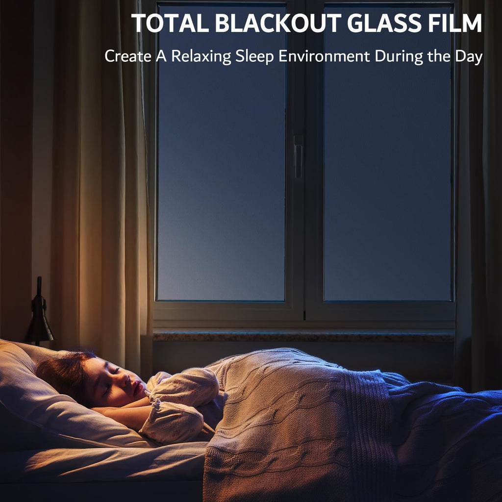 FEOMOS White Blackout Window Film | 100% Light Blocking Static Cling