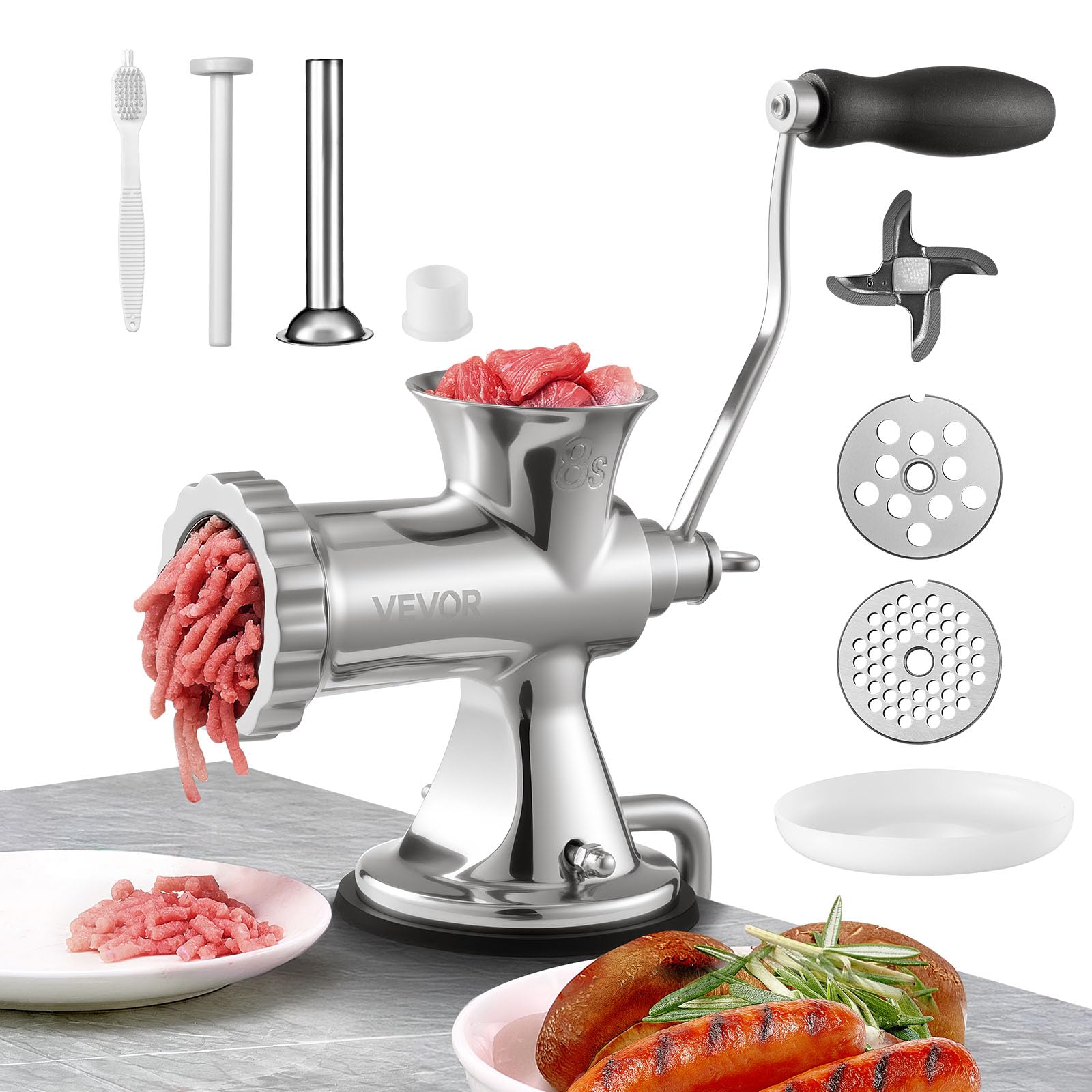 VEVOR Manual Meat Grinder | 304 Stainless Steel Mincer & Sausage Maker