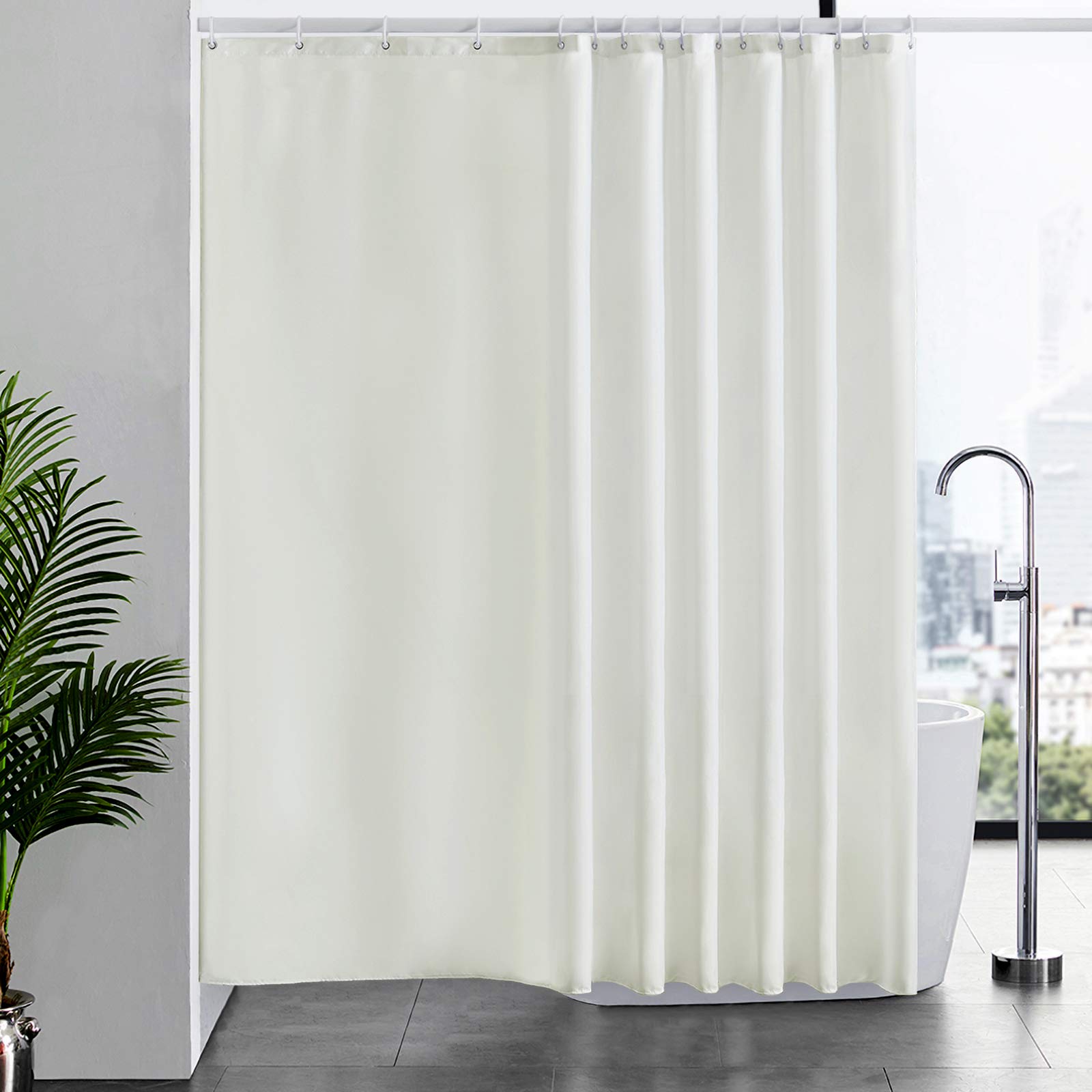 Furlinic Extra Wide Beige Shower Curtain | Waterproof Polyester 244x200cm