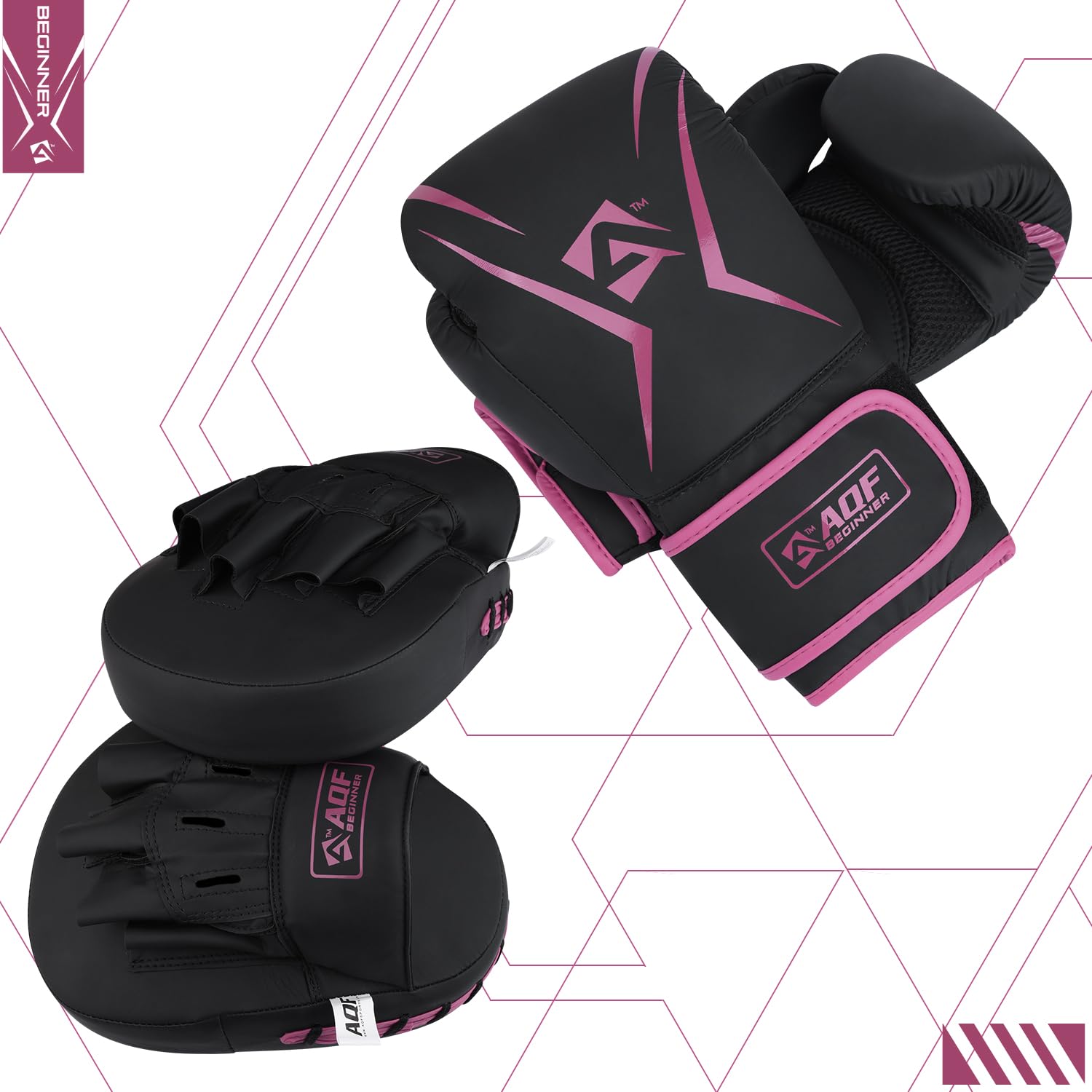 AQF Kids Boxing Gloves and Pads Set | Junior MMA & Kickboxing Training Gear