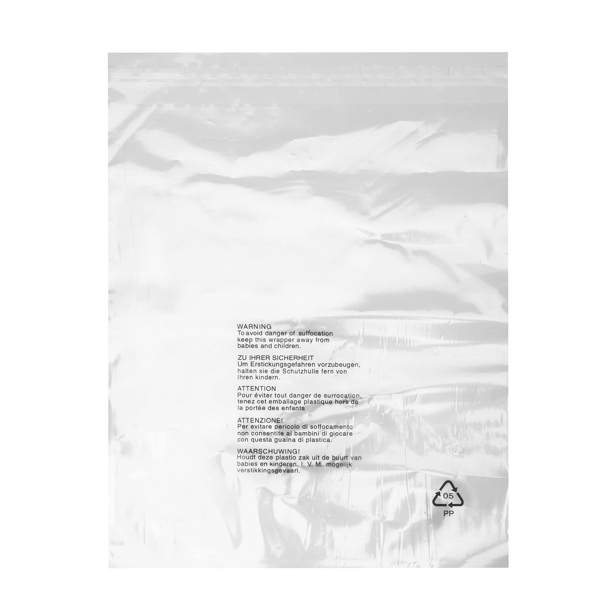 Realm Clear Transparent Plastic Self Seal Garment Clothing Retail Bags With Safety Warning Various Sizes Various Pack Sizes 8" x 10" Pack of 100 - image 1