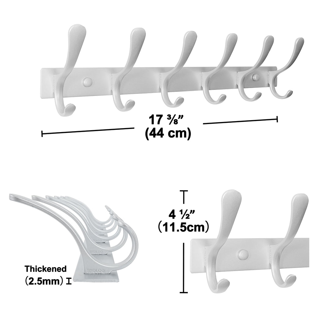 SKOLOO Coat Rack Wall Mounted - 6 Hooks, Pack of 2, Heavy Duty, Stainless Steel, Metal Wall Coat Hanger, Sturdy Wall Hooks for Hanging Coat, Jacket - image 5