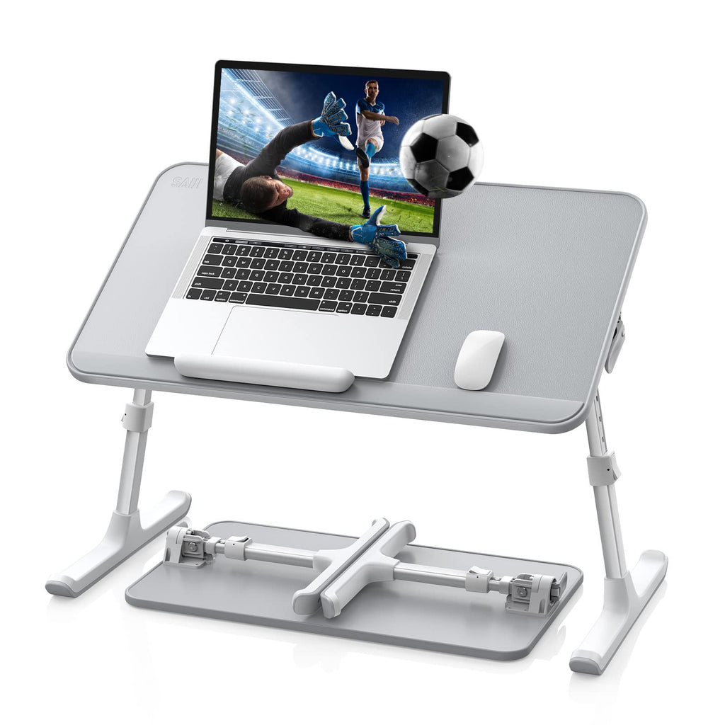 SAIJI Laptop Bed Tray | Adjustable Height & Angle Leather Lap Desk
