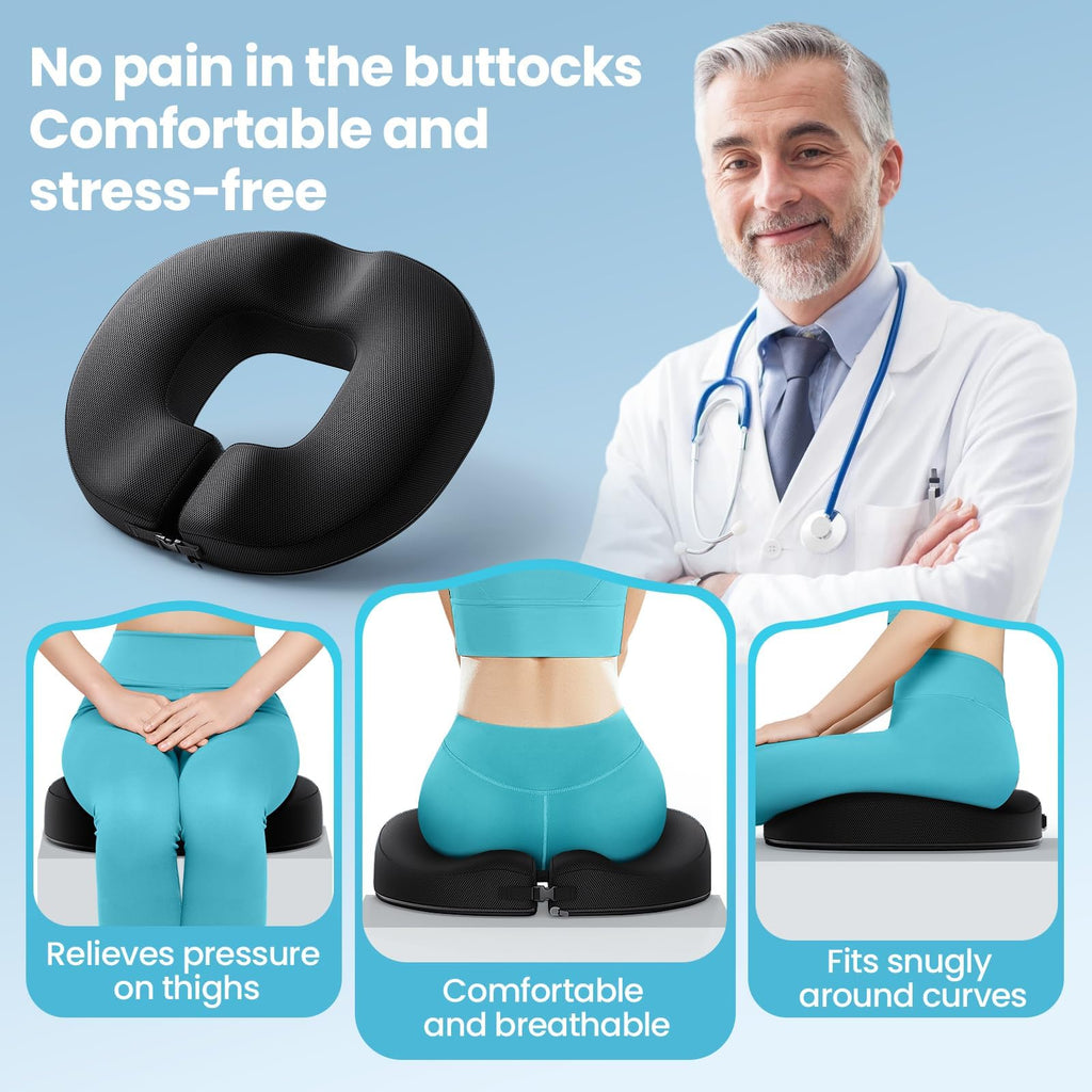 Benazcap Donut Cushion - Memory Foam Coccyx Pillow for Tailbone Pain