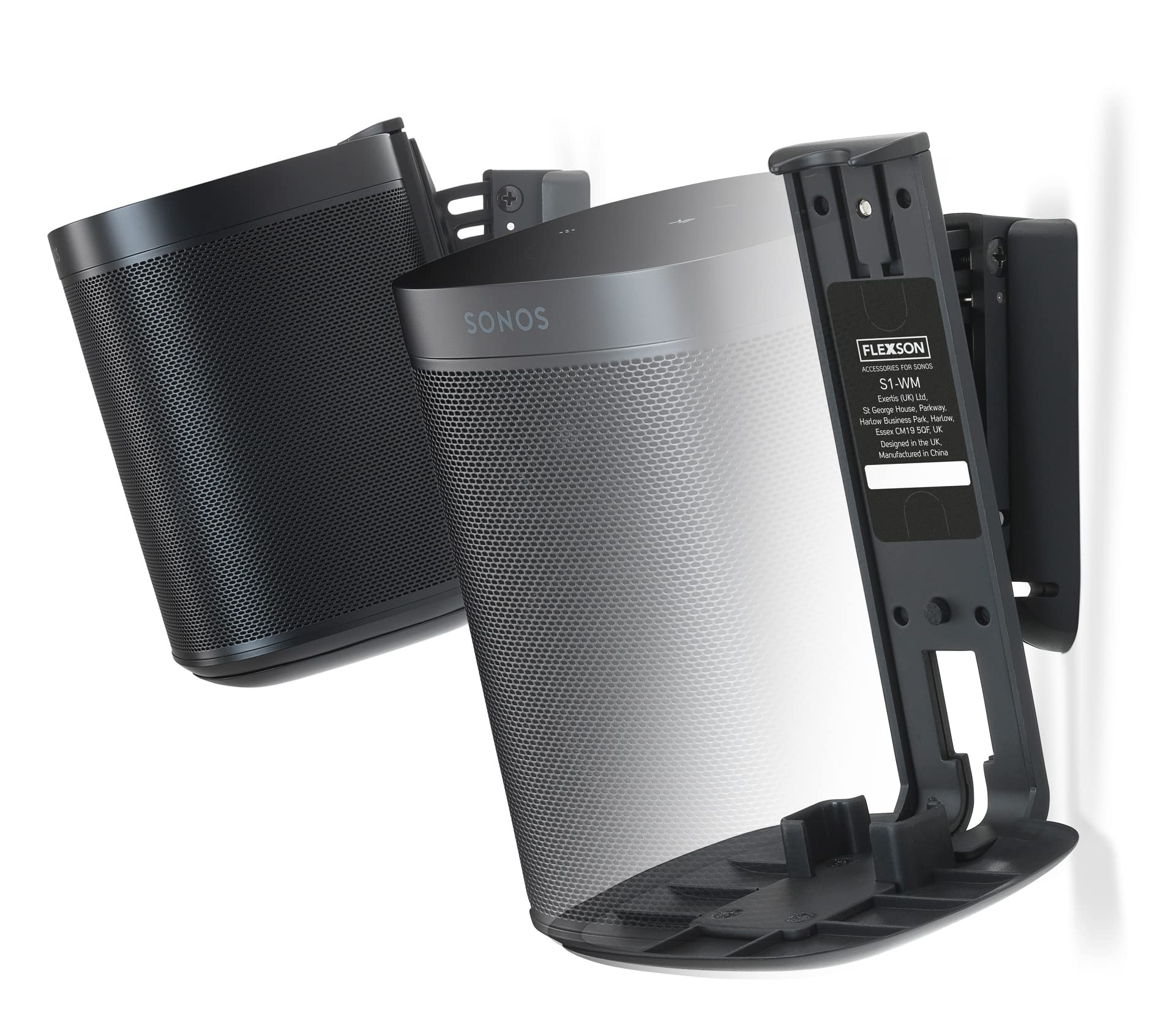 Flexson Wall Mounts for Sonos One, One SL and Play:1 – Black (Pair)