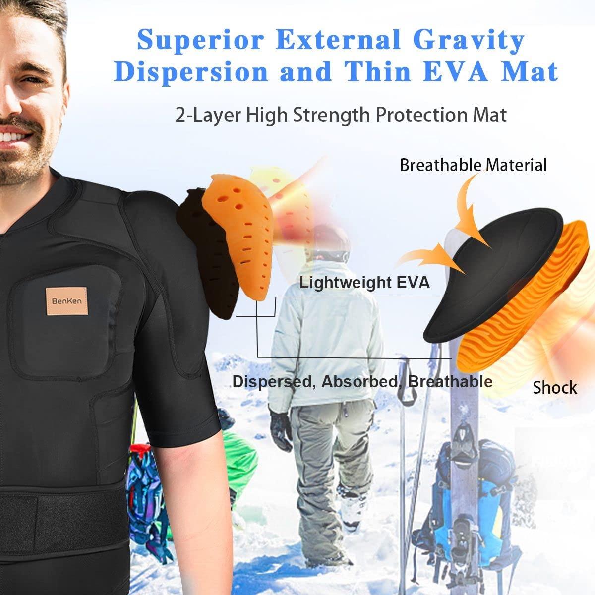 BenKen Body Armor – Ultra Light Skiing Spine & Back Protector