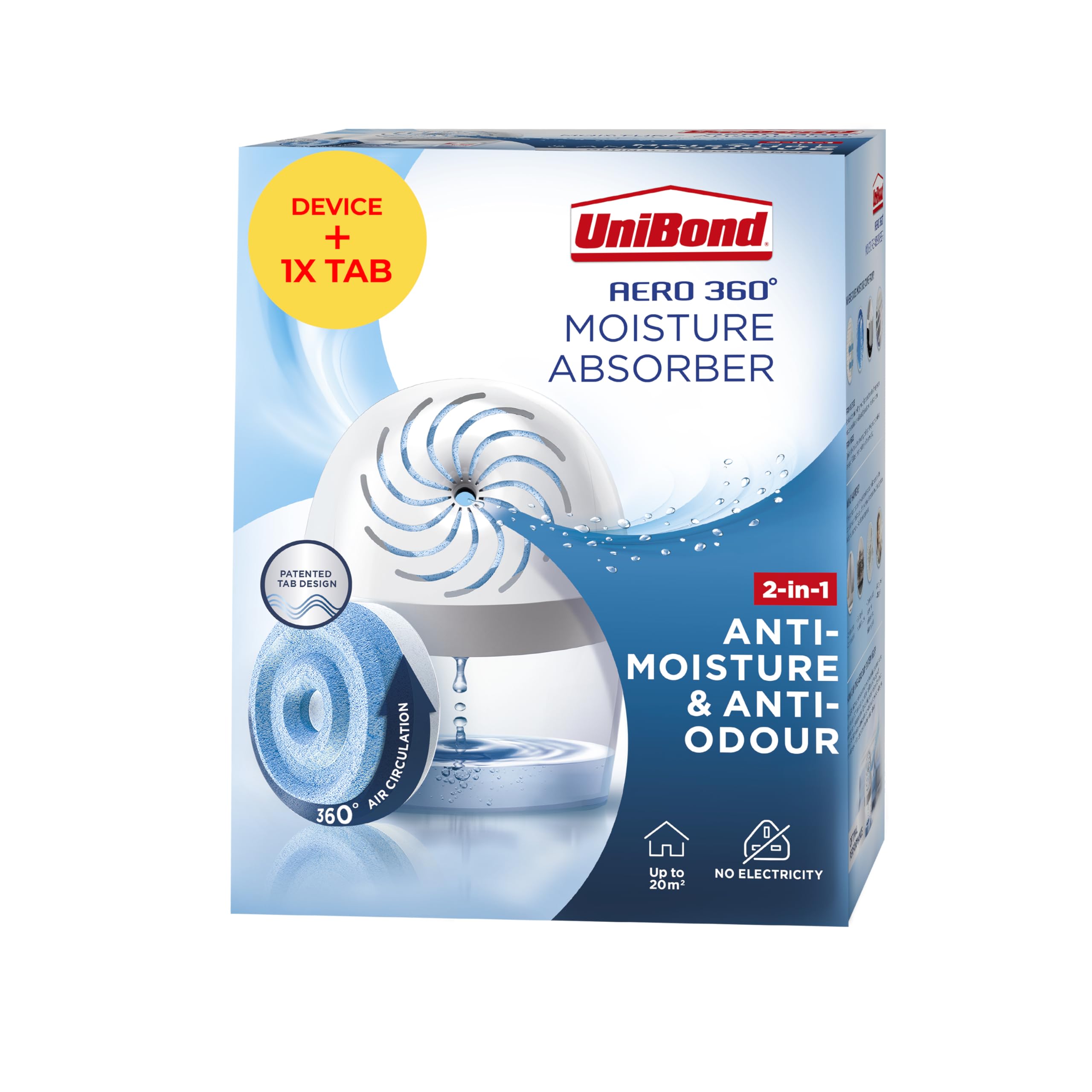 UniBond AERO 360 Moisture Absorber Dehumidifier - 450g Device & Refill