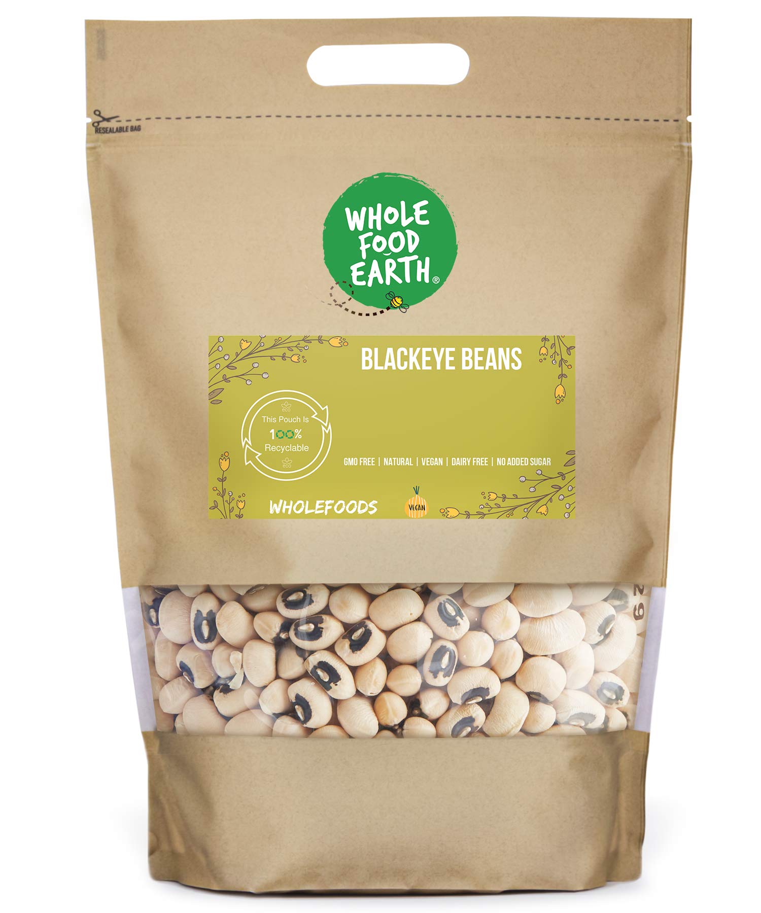 Wholefood Earth Black Eye Beans – 3kg Natural High Protein Vegan Pulse